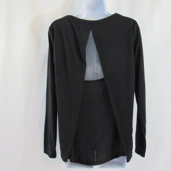 Women's Sm/P UNDER ARMOUR Heat Gear, Black, Long Sleeve, Open Back, Pullover Top - Picture 3 of 4